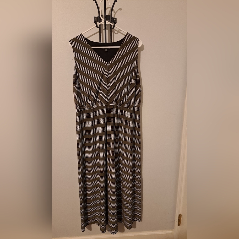Lane Bryant Olive and Black Striped Dress Sz 18/20 Petite
